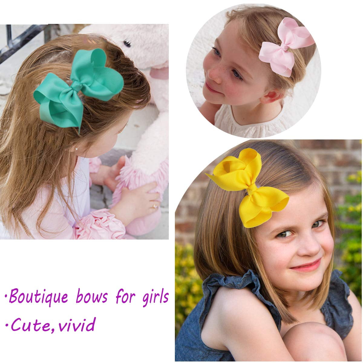 40Pcs 4.5 inch Baby Hair Bows Alligator Clips Grosgrain Ribbon Big Bows Clips For Girls Toddlers Kids Children 20 Colors In Pairs