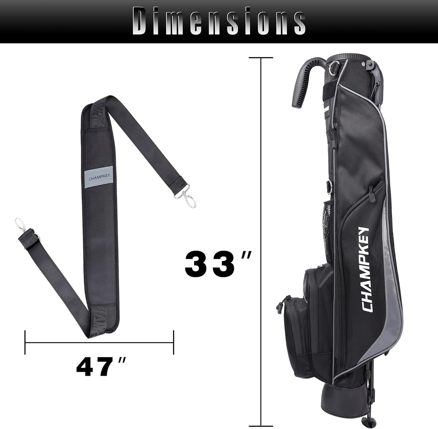 Premium Sunday Bag with Stand and Strap - Professional Pitch and Putt Lightweight Golf Bag for The Driving Range, Par 3 and Executive Courses (Black)