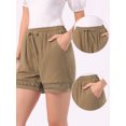 thumbnail image 2 of DARING DIVA Women's Beach Drawstring High Waisted Shorts with Pockets XS Khaki, 2 of 6