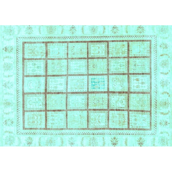 Ahgly Company Indoor Rectangle Abstract Light Blue Modern Area Rugs, 5' x 7'
