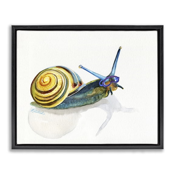 Stupell Industries Contemporary Snail Wearing Snorkel Mask Black Floating Frame Canvas Art, 21 x 17, by Jennifer Redstreake