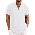 thumbnail image 5 of Men Shirts Casual Short Sleeve Slim Fit Lapel Solid Color Comfortable Breathable Stylish Wear Summer Top Men's Oversized Tee Summer Tops Streetwear, 5 of 5