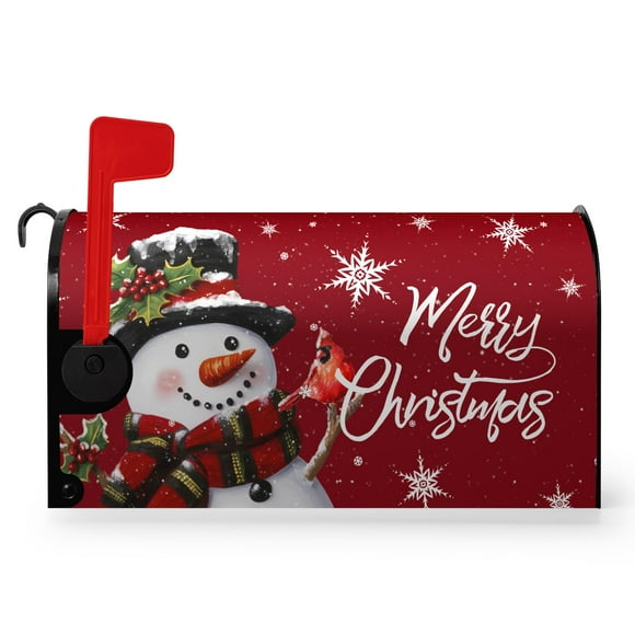 Funda para buzón Dacawin, 53 x 46 cm, diseño de muñeco de nieve navideño, color rojo