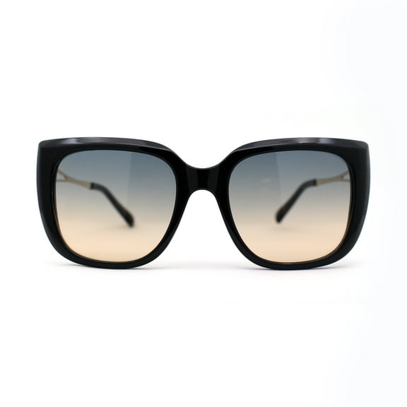 Elegant Rhinestone Fan Jewel Hinge Oversize Square Cat Eye Sunglasses Black Blue Brown