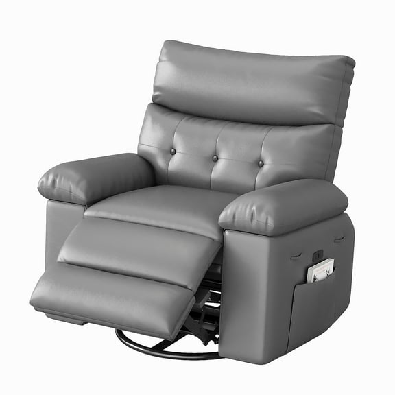 Towallmark Oversized Electric Power Recliner Chair with Heat & Massage - 360° Swivel Rocker Recliner for Living Room, PU Leather Recliner with Sponge Filling, 22" Large Seat Lazyboy Style.