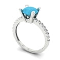 thumbnail image 2 of 1.71 ct Round Cut Simulated Turquoise Solitaire with Simulated Diamond Accents 14K White Gold Womens Engagement Ring, 2 of 5