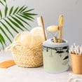 thumbnail image 5 of Ambesonne Vintage Soap Dispenser & Toothbrush Holder Set, Diamonds Forks Spoons, 2 Pcs, Avocado Green Black, 5 of 6