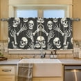 thumbnail image 5 of Ryvnso Skull Skeleton Hands Curtains Sets Short Curtain Rod Pocket Half Window Cafe Farmhouse Tier 2 Panels 57"W x 24"L, 5 of 7