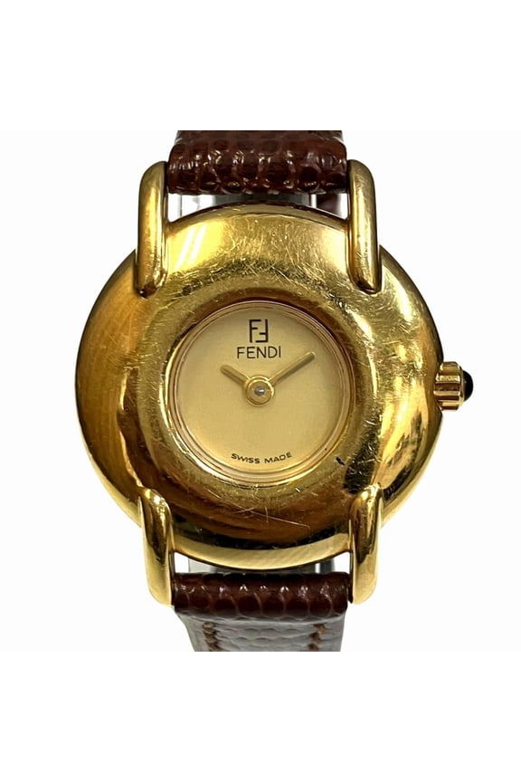 Pre-Owned Fendi watch, total weight 21.8g, GP (gold plated) leather strap, quartz movement,...