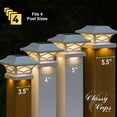 thumbnail image 7 of Classy Caps Kingsbridge Dual Lighted Solar Post Cap - Fits 3.5"x3.5", 4"x4", 5"x5", and 5.5"x5.5" Posts - White Aluminum, 7 of 7