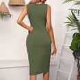 thumbnail image 7 of Summer Saving Wycnly Womens Dresses Casual Button up Drawstring Sexy Ruched Slit Bodycon Party Club Tank Dresses Summer Solid Scoop Neck Sleeveless Formal Midi Dress Army Green XL, 7 of 7