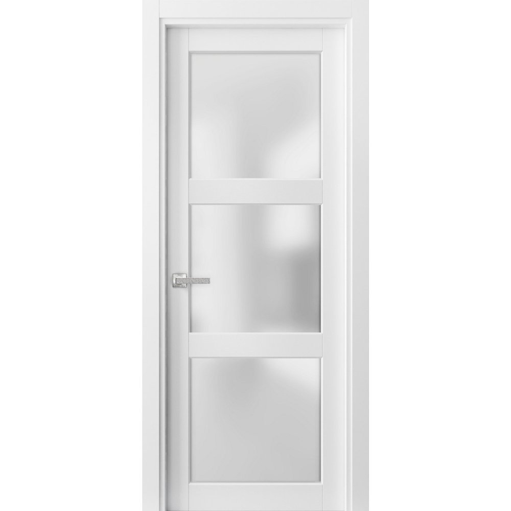 Solid French Door Frosted Glass 3 Lites 32 x 80 inches Lucia 2552