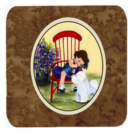 

Little Girl With Her Bichon Frise Foam Coasters Set Of 4