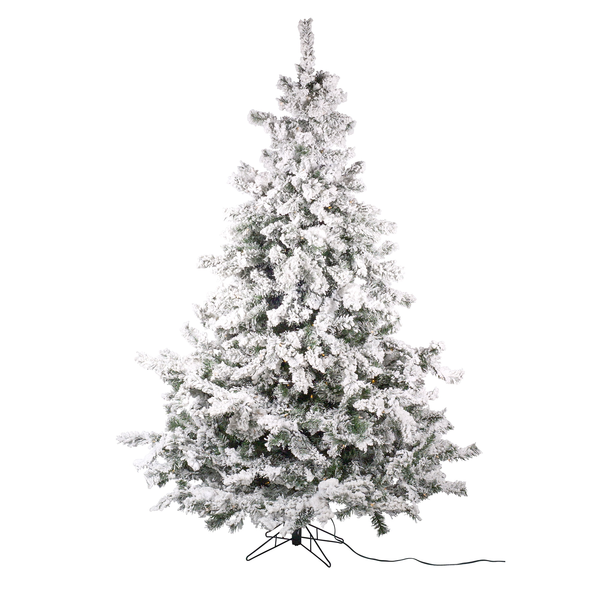 Set of 2 Pre-Lit Flocked Layered Utica Fir Artificial ...