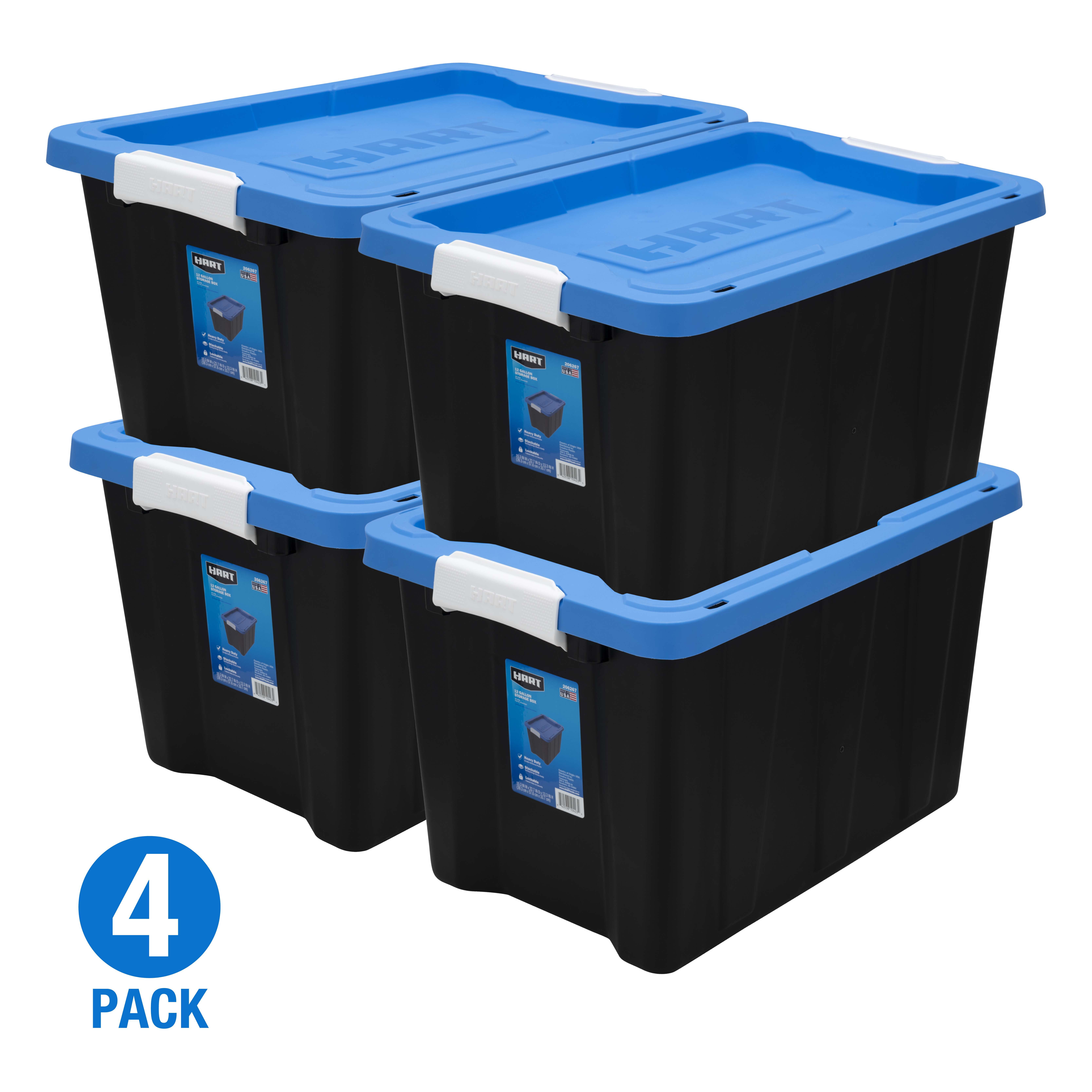Really Good Stuff Stackable Large Storage Tubs with Locking Lids, 13 x 8  1/4 x 5 3/4 - 2 Pack, Clear | Stackable Storage Plastic Bins for