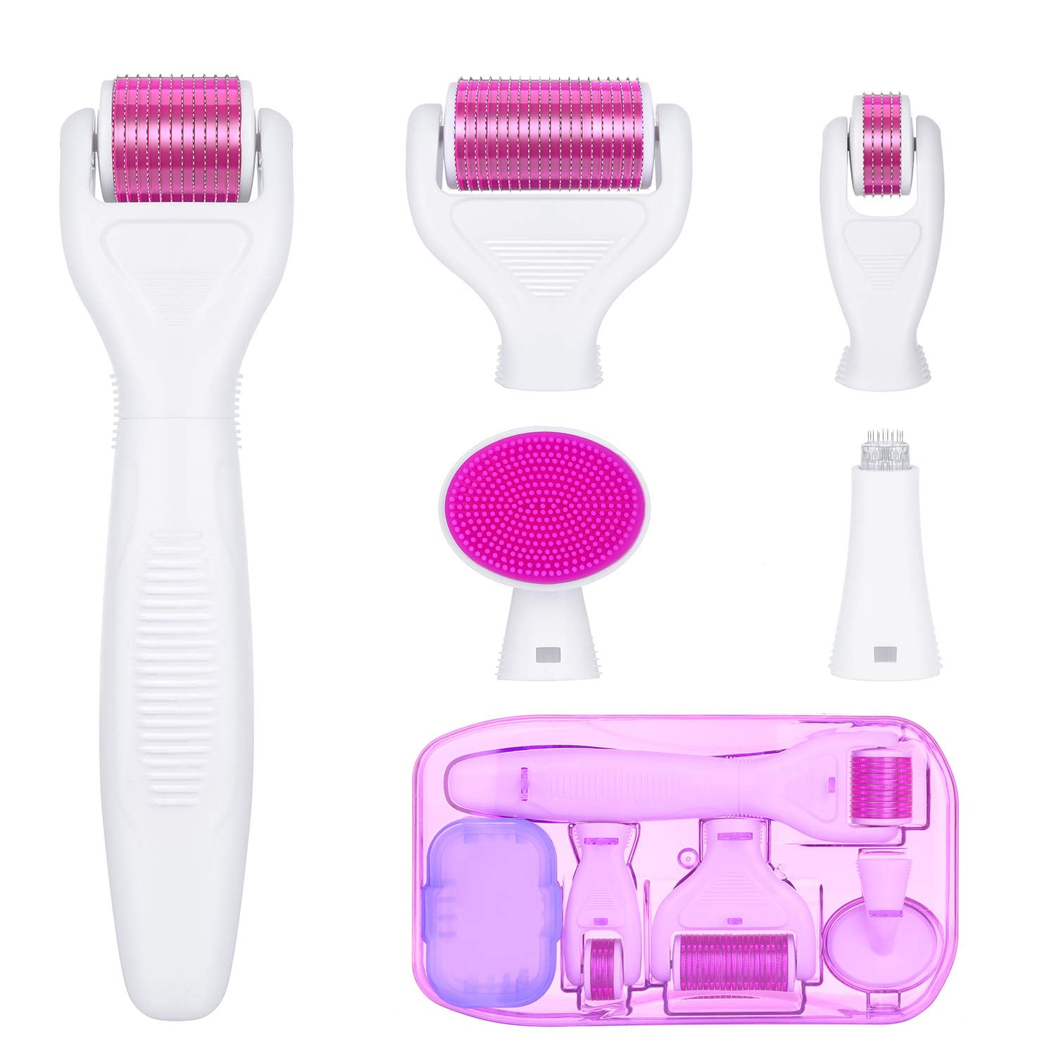 6 in 1 Derma Roller Kit for Face and Body - 0.25mm and 0.3mm Micro