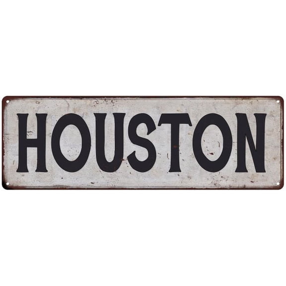HOUSTON Vintage Look Gift Rustic Chic Metal Sign 6x18 206180036738