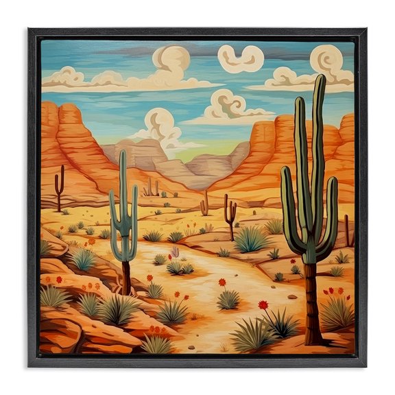 Stupell Industries Rustic Lodge Desert & Swirling Clouds Black Floating Frame Canvas Art, 25 x 25, by Lazar Studio