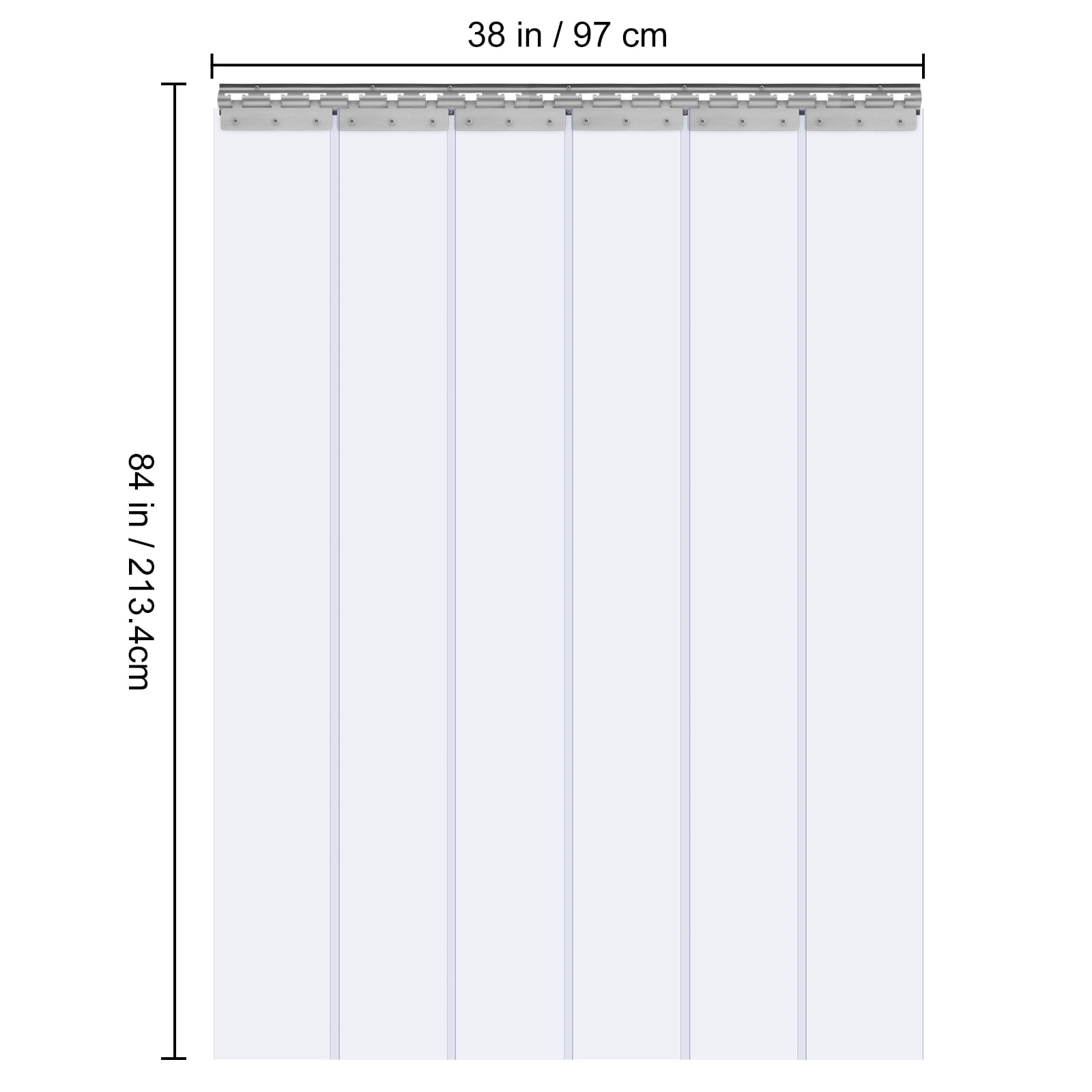 VEVOR Strip Curtain, 84" Height x 38" Width, 0.08" Thickness, 6PCS Clear PVC Strip Door Curtain, Freezer Curtain, Plastic Door Strips for Walk in Freezers, Coolers & Warehouse Doors, with 50% Overlap