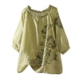 thumbnail image 2 of Bixock Maternity's Tops 3/4 Sleeve Crew Neck Plus Size Loose Casual Maternity Shirt Pregnancy Blouse Summer Maternity Clothes, 2 of 7