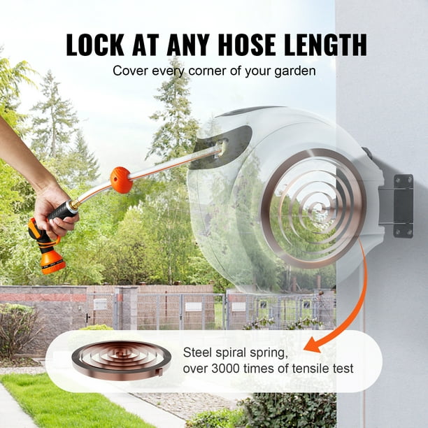 Hose Reel, Wall Mounted Garden Hose Box - Hose Reel with Automatic  Retraction & Wall Bracket for Watering Washing Cars Showering Pets :  : Patio, Lawn & Garden