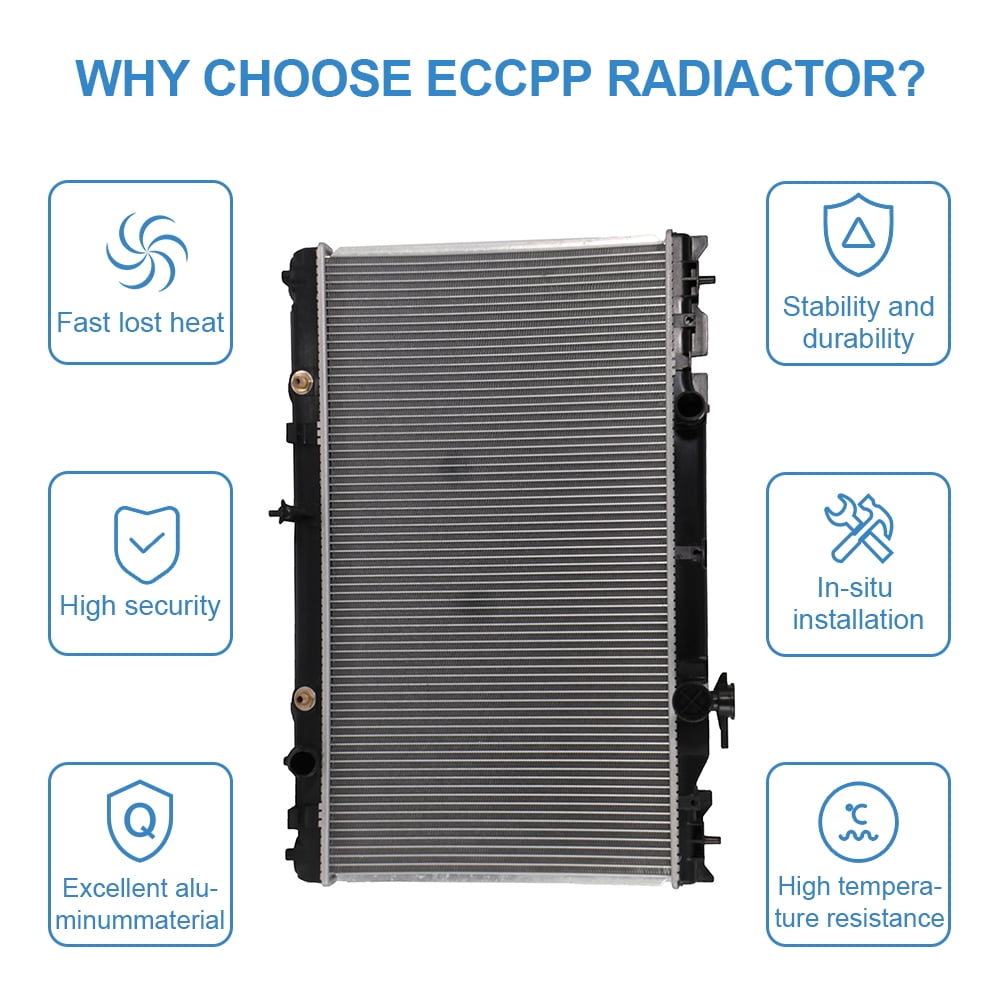 ECCPP Auto Parts Plastic Aluminum Replacement Radiator for2002 2003 2004 2005 2006 2007 2008 for Toyota Camry Solara L4 2.4L CU2436,TO3010158