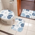 thumbnail image 5 of Summer Marine Life Bathroom Rugs Set Graffiti Coral Shell Conch Sea Blue Starfish Non Slip Absorbent Soft Bath Mats 3 Piece Set with Bathroom Rug, U-Shaped Floor Mat, Toilet Seat Cover Large Size, 5 of 9