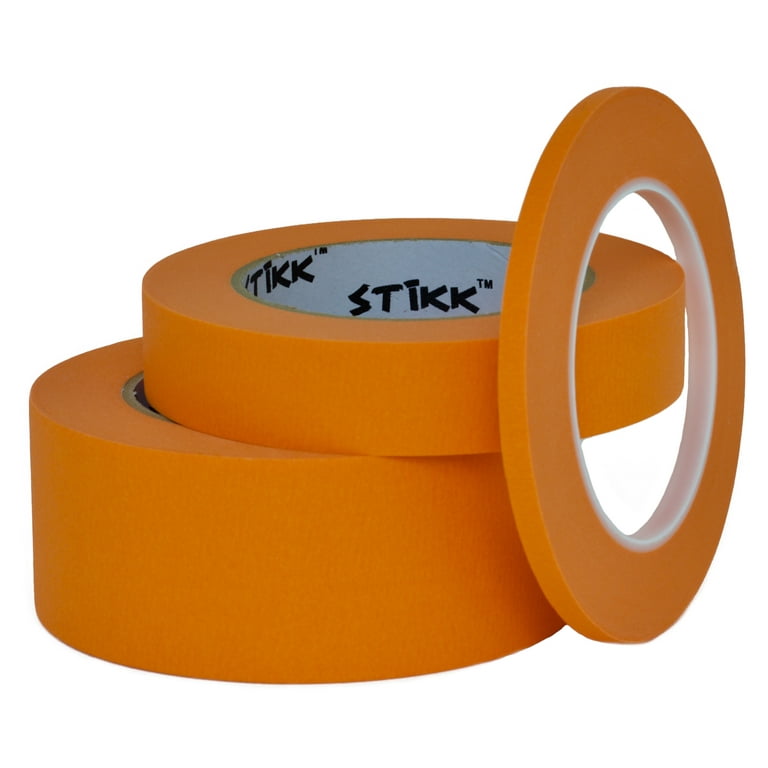 3 pack 1/4 .25 inch x 60yd (6mm x 55m) Thin STIKK Orange Painters Masking  Tape 