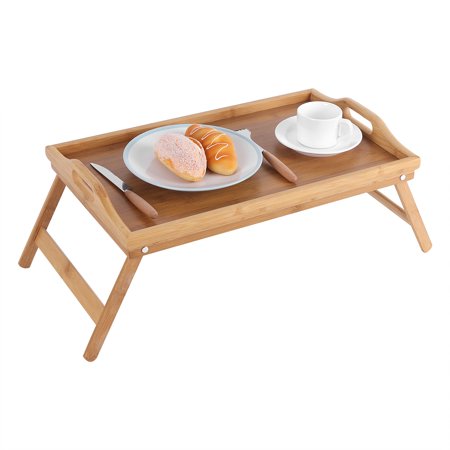 Qiilu Portable Bamboo Wood Bed Tray Breakfast Laptop Desk Tea Food ...