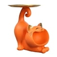 thumbnail image 2 of Lucky Cat Estatua Joyería Baratija Bandeja Novedad Ornamento Decorativo Artesanía Organizador de escritorio Caja de almacenamiento para Oficina Sala Naranja Macarena Titular de la llave de la estatua, 2 of 8