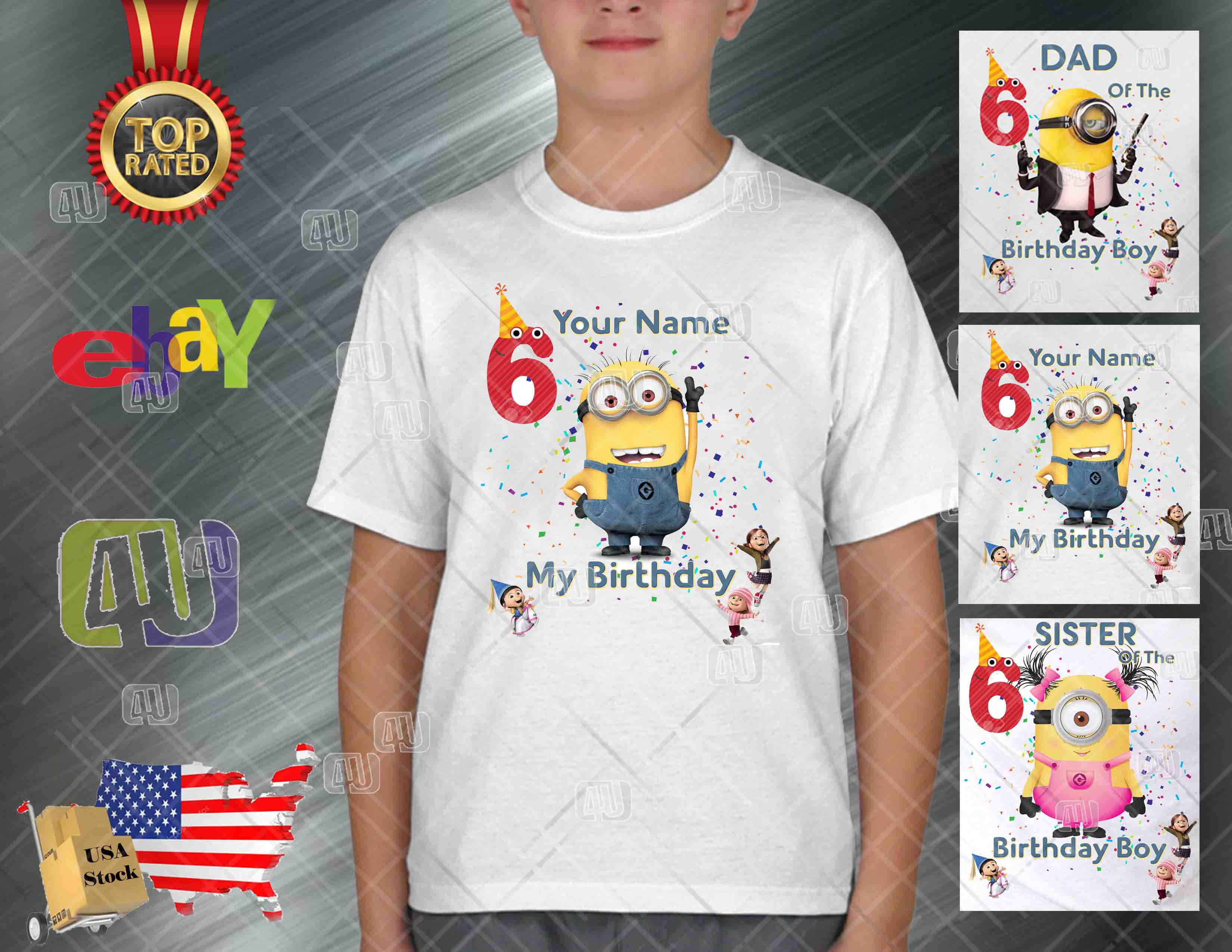 Customized Family Birthday Gifts MINIONS Custom design T-Shirts ALL SIZES