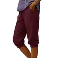 thumbnail image 2 of Sakmal Straight Leg Capri Jeans for Women Denim Pants with Pockets Solid Beach Vacation Capris for Women L, 2 of 5