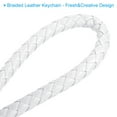 thumbnail image 4 of Braided Leather Keychain with Stainless Steel Key Ring Sleeve, PU Woven Wristlet Lanyard, White, 4 of 5