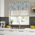 thumbnail image 4 of Lemon Leaves Curtain Valances for Windows, Kitchen Valance Window Treatments Panel 2 Pack, Watercolor Blue Vintage Flower Floral Rod Pocket Short Curtains for Bathroom Bedroom 54 x 18 Inch, 4 of 8