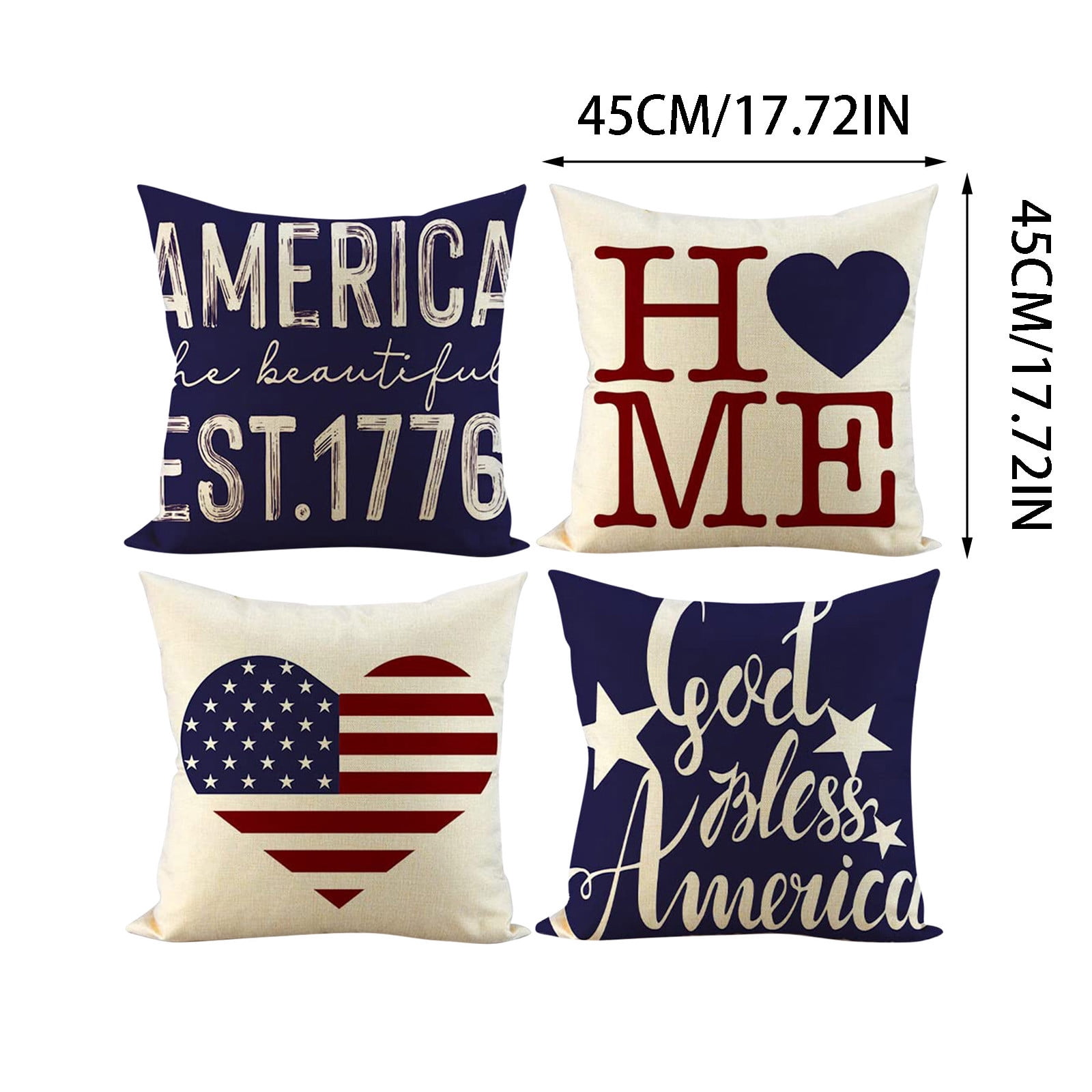 OAVQHLG3B 4th of July Decorations Pillow Covers 18x18 In Set of 4 