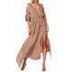 thumbnail image 1 of Vestido informal de verano para mujer, fluido, de color liso, tejido ligero y transpirable, versátil con collar, corte holgado, 1 of 4