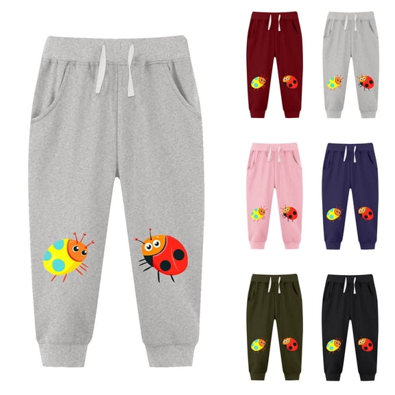 Eltusu Boys Sweatpants, Casual Elastic Waist Printed Relaxed Fit Kids Joggers Gray Size 2-13T