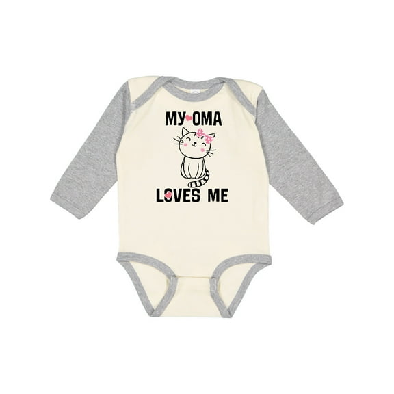 Inktastic My Oma Loves Me Girl Cat Girls Long Sleeve Baby Bodysuit