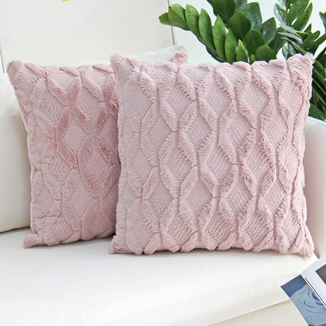 Dinheiro JOJUSIS Fundas de Almohada Decorativas de Terciopelo de Lana Corta de Felpa Fundas de cojín de Estilo Lujo Fundas de Almohada de Piel sintética para sofá Dormitorio Paquete de 2 18 x 18