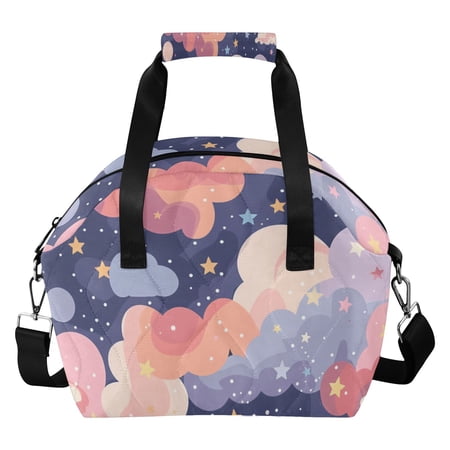 Dreamy Nebula Colorful Clouds Stars Insulated Lunch Bag Reusable Quilted Lunch Box Waterproof Leakproof Lunch Container