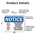 thumbnail image 2 of (2 Pack) No Ignition Sources Turn Off OSHA Notice Sign 10 Inch X 7 Inch Plastic Sign, Weather Resistant, UV Protected for Workplace, Business, and Construction Site, Made in the USA, 2 of 8
