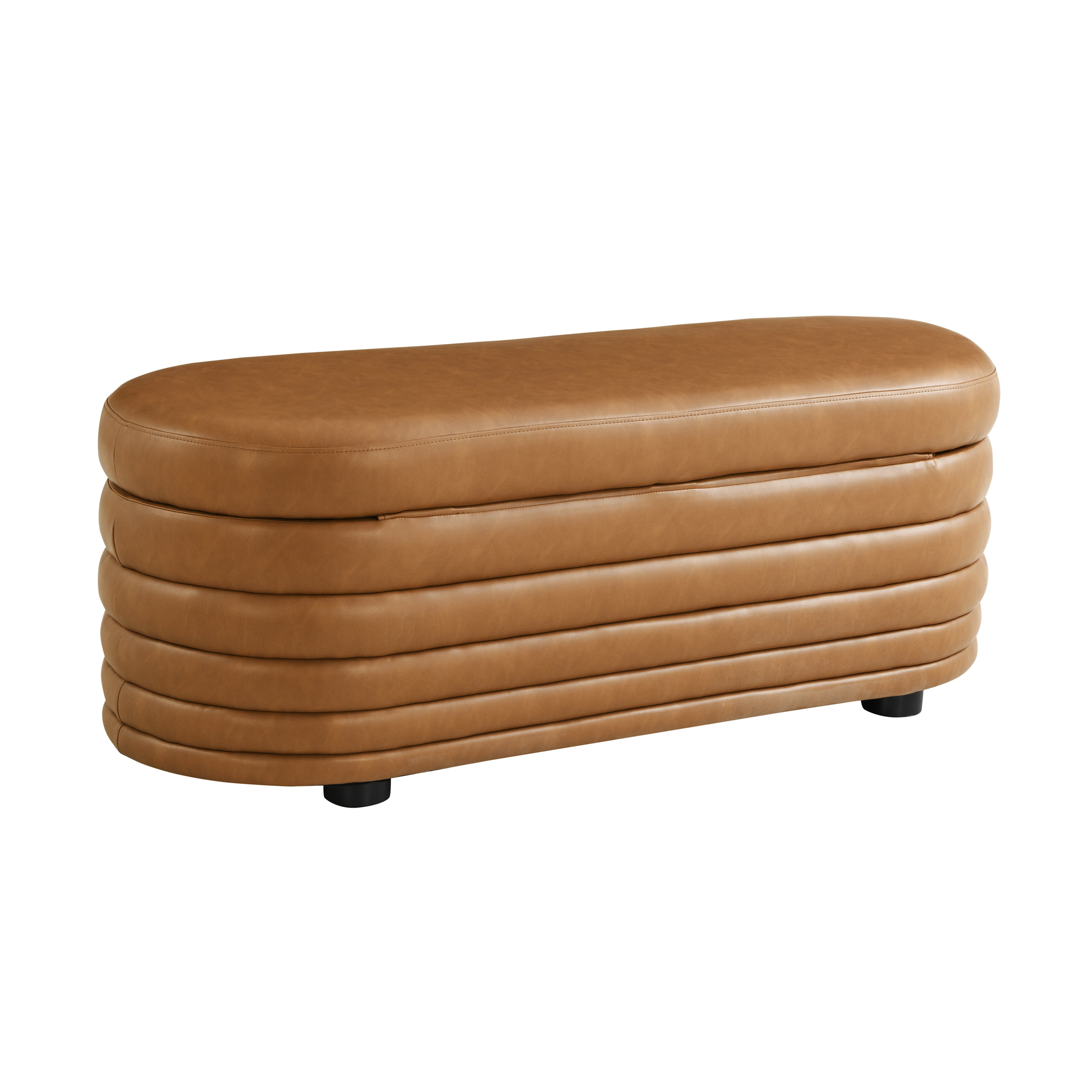 Studio Living Livingston Modern Storage Ottoman, Carmel Faux Leather