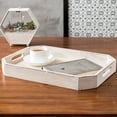 thumbnail image 3 of MyGift 16 x 12 Inch Rectangular Wood Serving Tray with Cut-out Handles, Whitewashed, 3 of 6