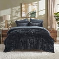thumbnail image 2 of Regency Heights Crushed Velvet Comforter Set, 9 Piece Bed in a Bag with Comforter, Sheets, Pillowcases & Sham, Plush Soft All Season Bedding Set, Queen, Black, 2 of 9