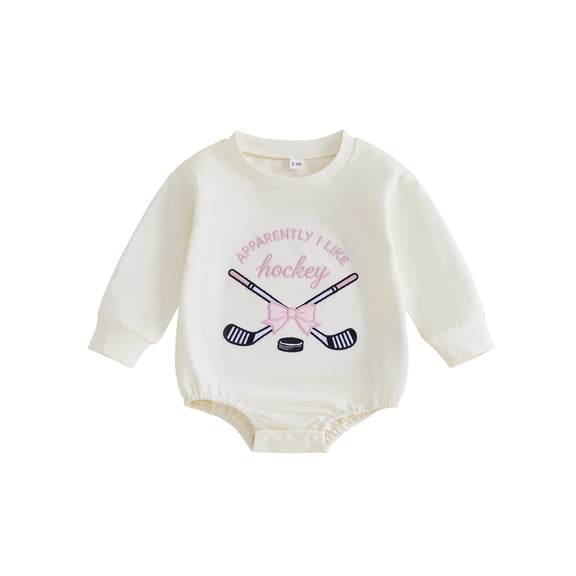 RUINIXCW Baby Girls Sweatshirt Romper Ice Hockey Print Round Neck Long Sleeve Jumpsuits for Newborn Infant Fashion Clothes