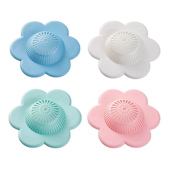 Ikeay Sink Strainers, Hair Catcher Silicone Hair Stopper Shower Drain Covers Bathtub and Shower Drain Protectors with Suction Cups Suit for Bathroom Bathtub and Kitchen 4 Pack, Strainers