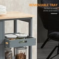 thumbnail image 5 of NovaCraft  Rolling Kitchen Island Cart, Bar Serving Cart, Compact Trolley on Wheels with Wood Top, Shelves & Drawers for Home Dining Area, Grey, 5 of 9