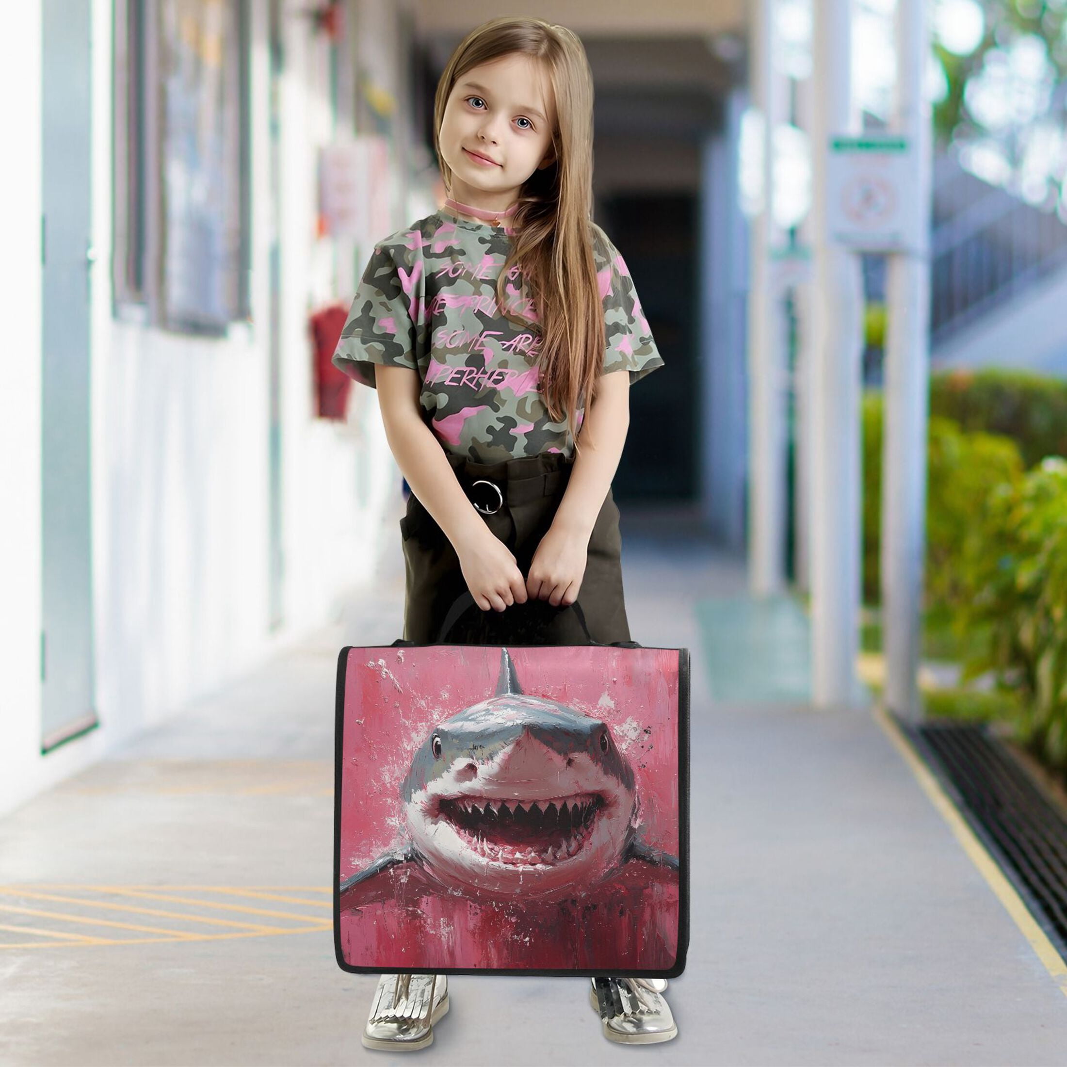 3 Ring Zipper Binder with Shoulder Strap Waterproof Trapper Keeper 2 Inch D-Ring 500 Sheets Capacity Aggressive Shark