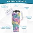 thumbnail image 4 of 30 oz Tumbler With Handle Stainless Steel Insulated Tumbler With Lid for Car Cup Holder Watercolor Rainbow Flowers, 4 of 9