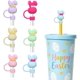 thumbnail image 1 of 6 fundas de silicona para pajitas, reutilizables, para vasos, accesorios de vaso, 1 of 4